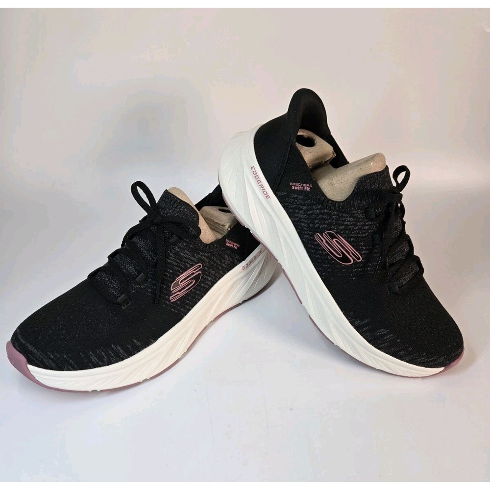 Skechers Hands Free Swift Fit No Bend Sneakers Black/Pink Memory Foam - Size 9